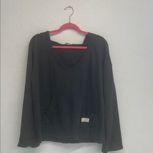 Odd Molly Black V-Neck Pullover Hoodie